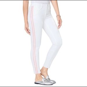 Sam Edelman The Kitten Mid Rise Skinny Ankle White Pink Jeans